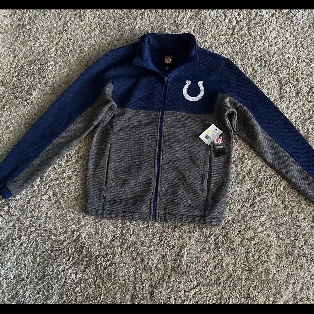 Colts NFL Zip Up Jacket, Blue And Grey. Men’s M. Brand New With Tags. MSRP 105